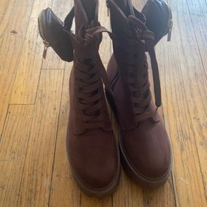 Brown platform boots worn 1x